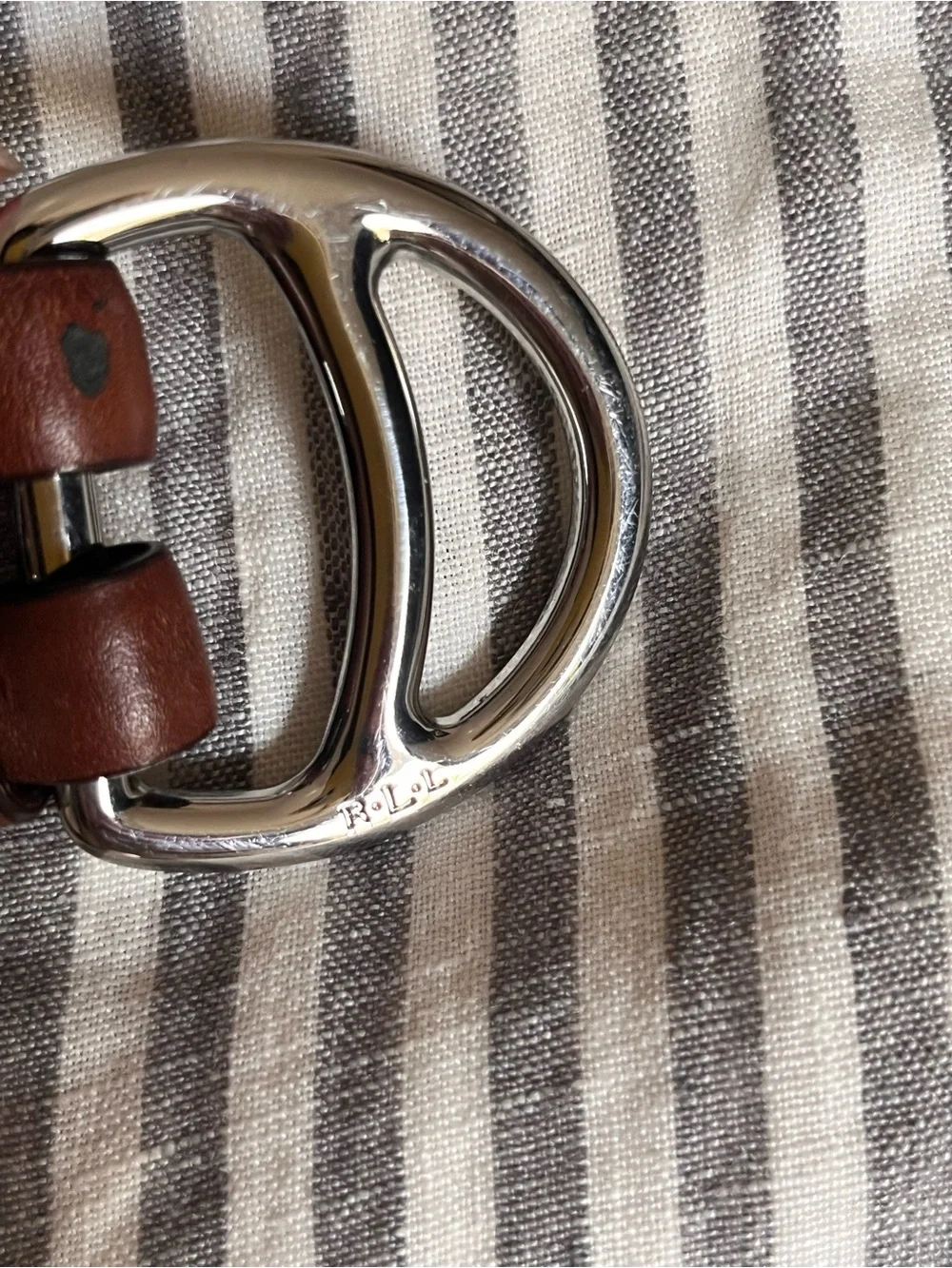 Lauren Ralph Lauren Brown Tri-Strap Leather Waist Belt with Silver Buckles